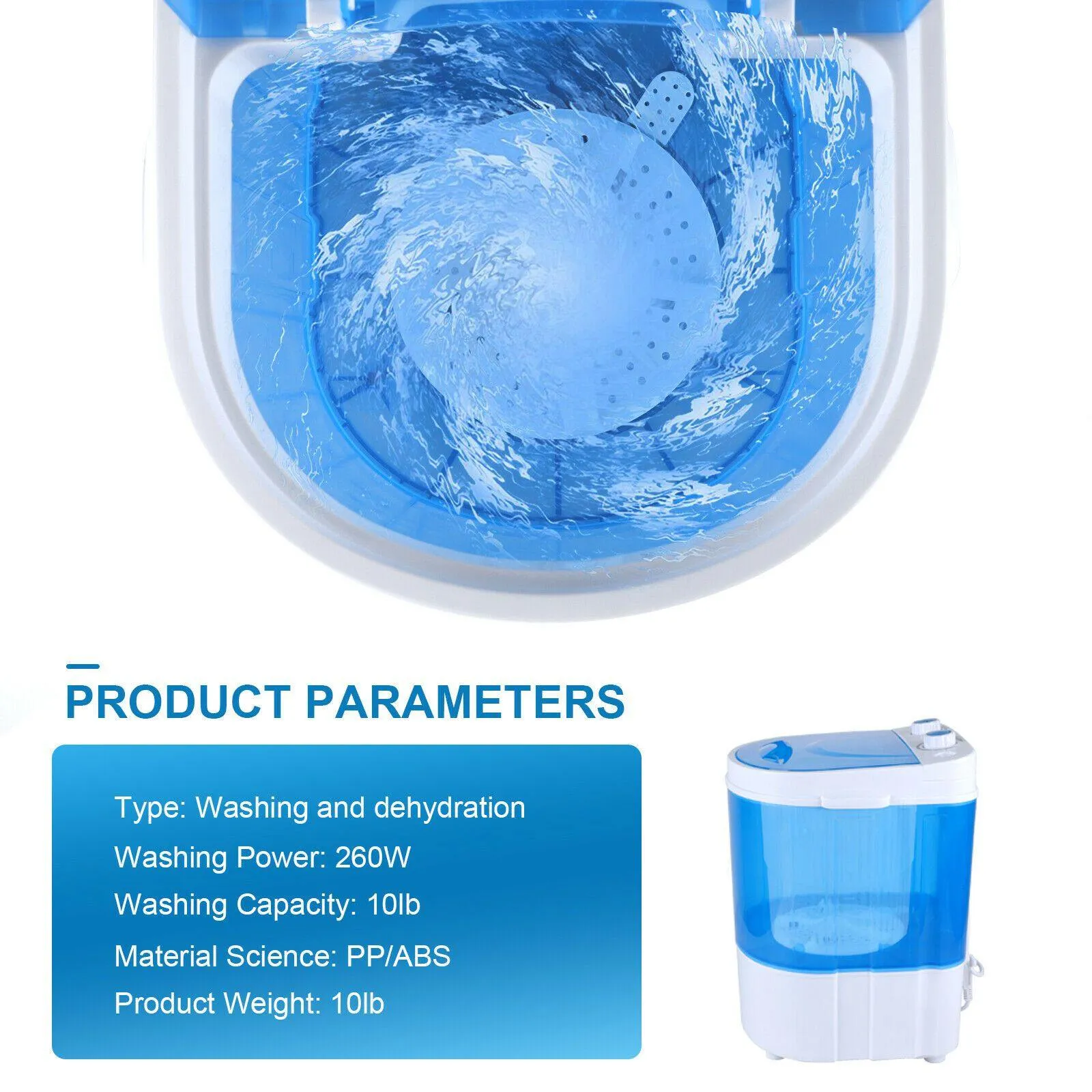 10lbs Capacity Portable Washing Machine Laundry Washer
