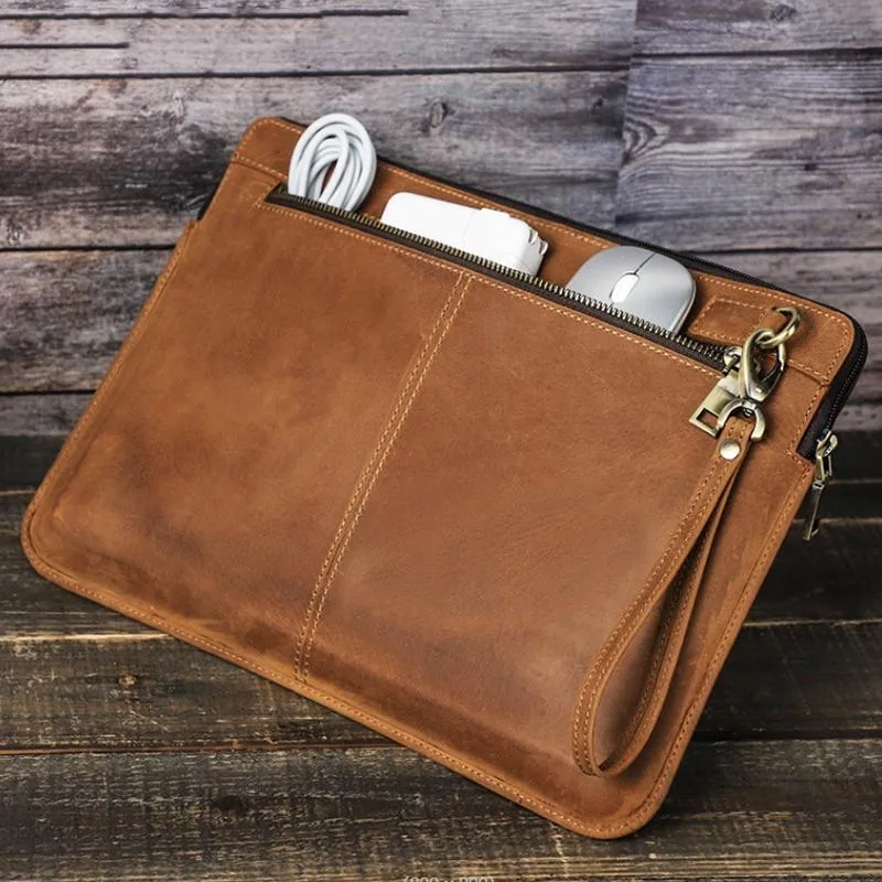 14.2 Inch Leather Laptop Sleeve for MacBook Pro | Black & Coffee