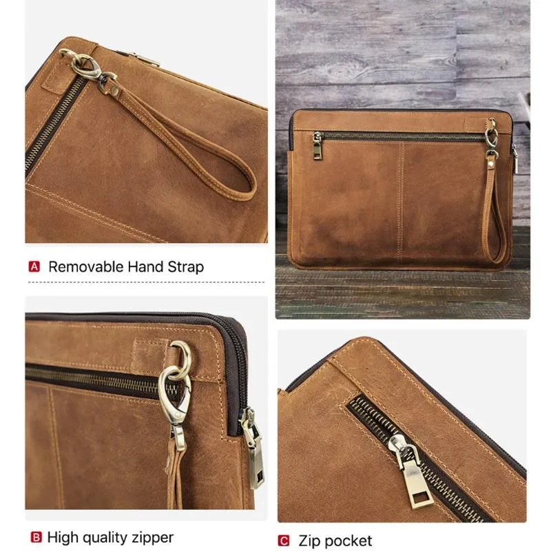 14.2 Inch Leather Laptop Sleeve for MacBook Pro | Black & Coffee