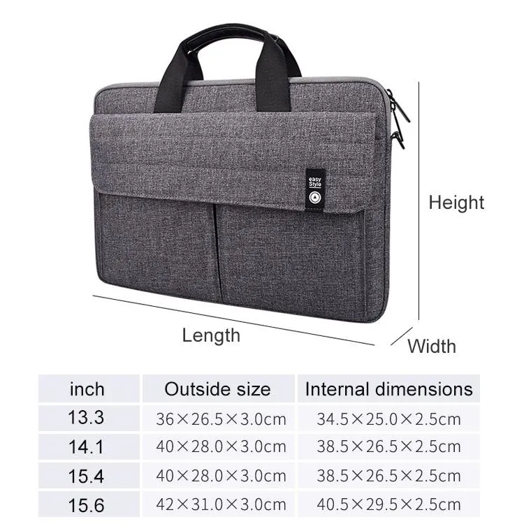 15.6 Inch Laptop Handheld Briefcase Storage Bag | No Shoulder Strap | Grey