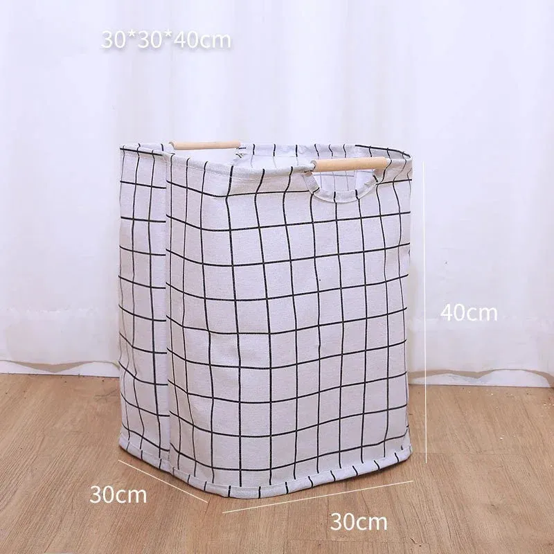 1PC Capacity Storage Laundry Basket | Portable Fabric Dirty Clothes Hamper | Waterproof Cotton Linen Household Organizer