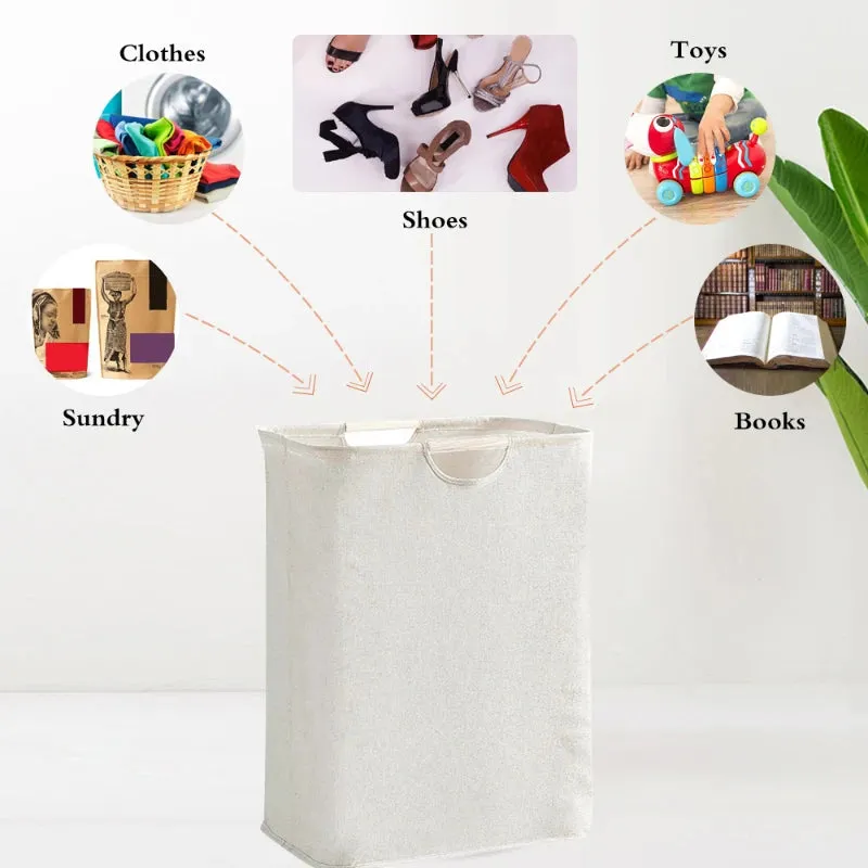 1PC Capacity Storage Laundry Basket | Portable Fabric Dirty Clothes Hamper | Waterproof Cotton Linen Household Organizer