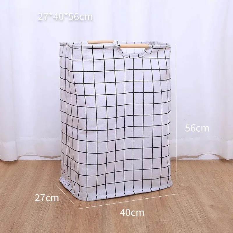 1PC Capacity Storage Laundry Basket | Portable Fabric Dirty Clothes Hamper | Waterproof Cotton Linen Household Organizer
