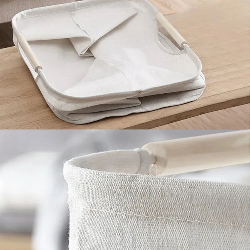 1PC Capacity Storage Laundry Basket | Portable Fabric Dirty Clothes Hamper | Waterproof Cotton Linen Household Organizer
