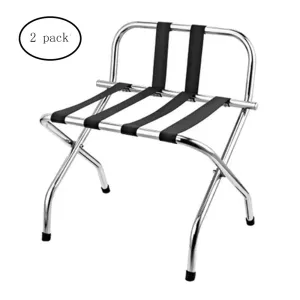 2-Pack Folding Chrome Stainless Steel Luggage Rack with Back