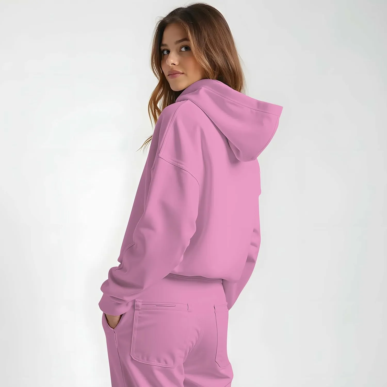 2 Piece Set Oversized With Pockets Hoodie Loose Fit Trendy Sweatsuit Baggy Fashion Sweatsuit Casual Y2k Set