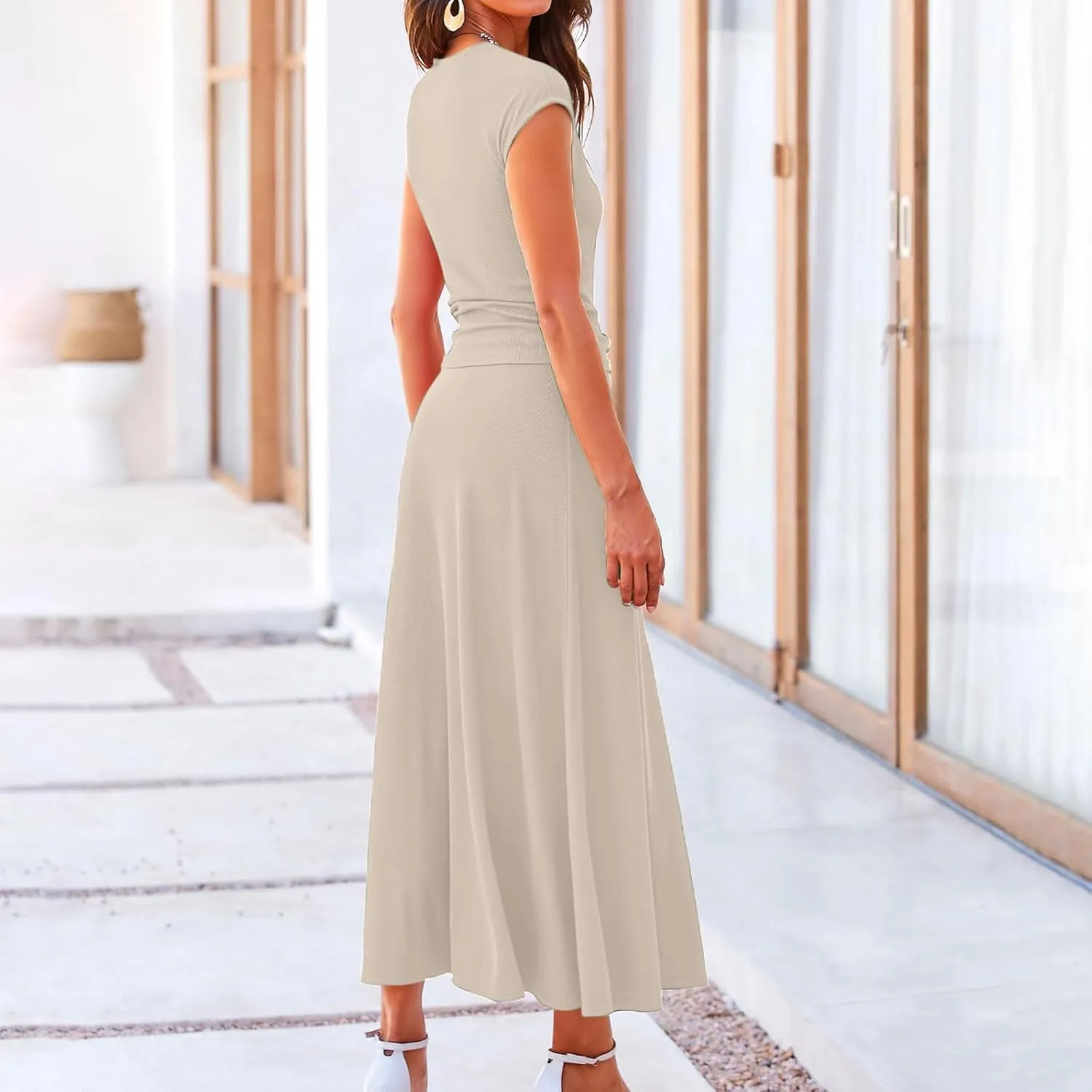 2 Piece Skirt Sets For Women Summer 2024 Sexy Elegant High Waisted Long Flowy Skirt Outfits Vacation Matching Set