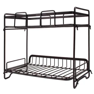 2-Tier Spice Rack Kitchen Shelf Organizer Bathroom Countertop Storage Standing Rack Jars Bottle Shelf Holder, Brown
