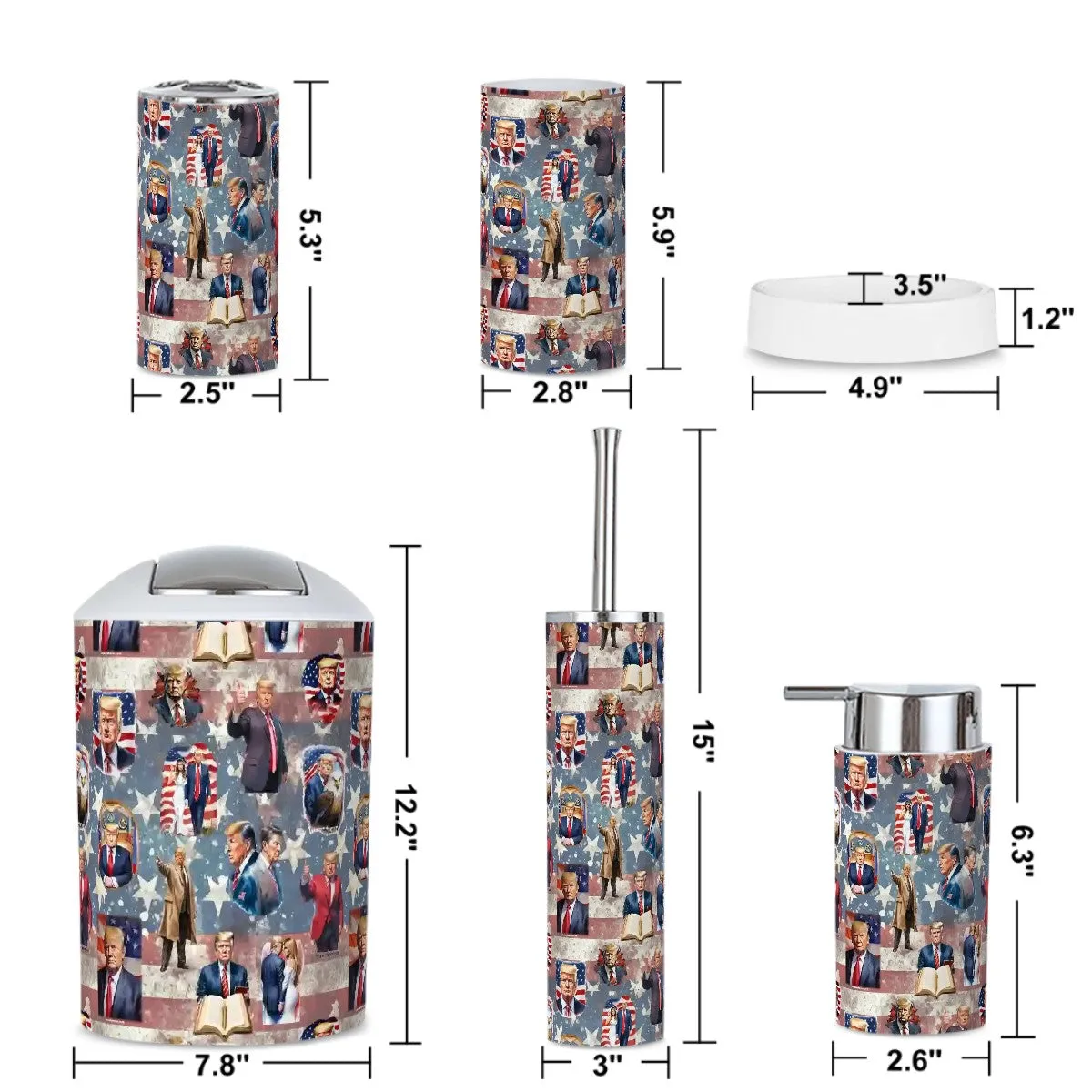 20 Donald Trump Designs - Bathroom Accessories Set 6 pcs