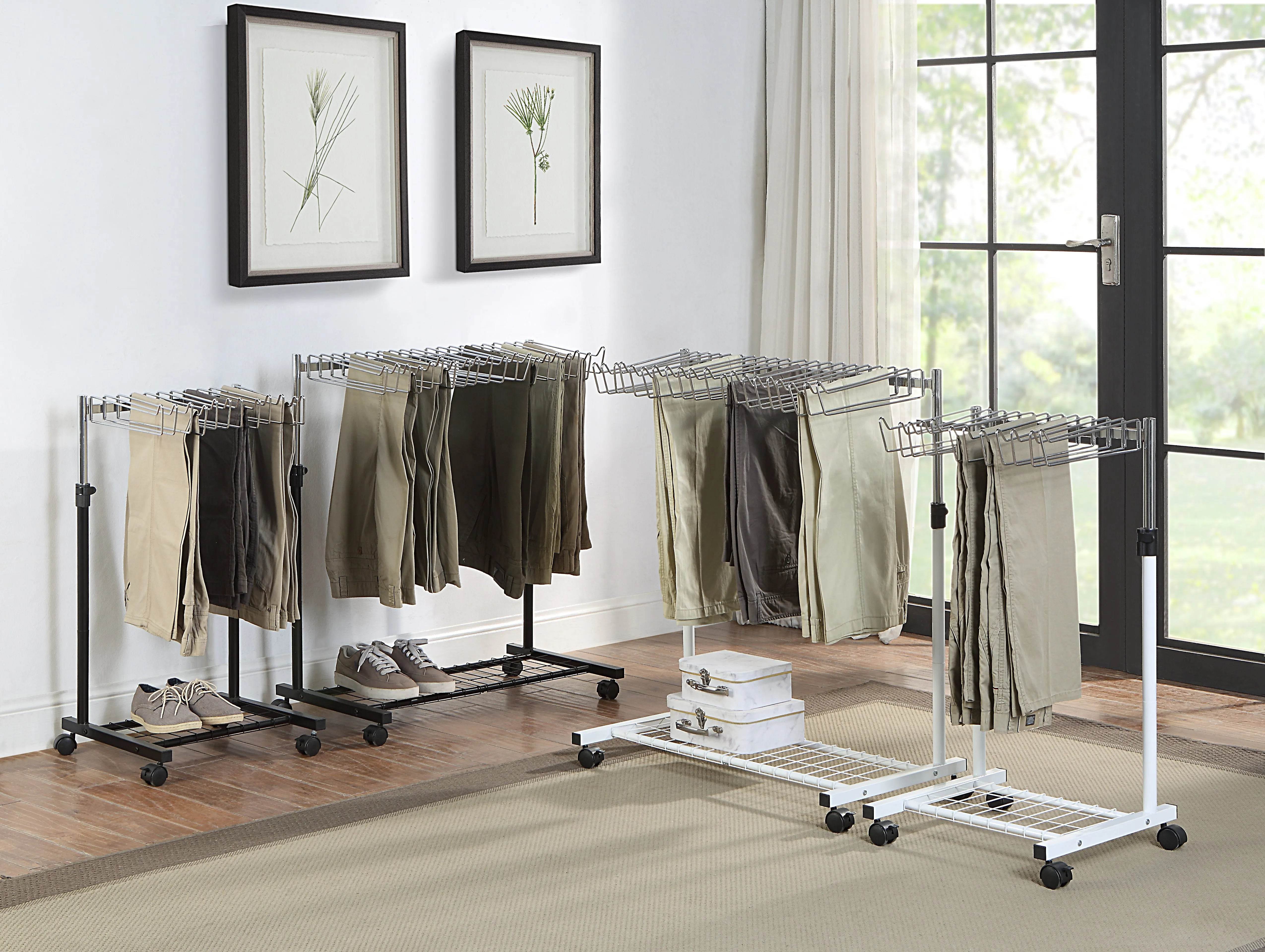 20 Pants/Jeans/Trouser Heigh Adjustable Rolling Trolley Cart