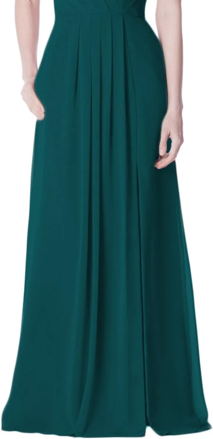 2018 A Line Spaghetti Strap Chiffon Bridesmaid Dress Split with Pocket Formal Gown