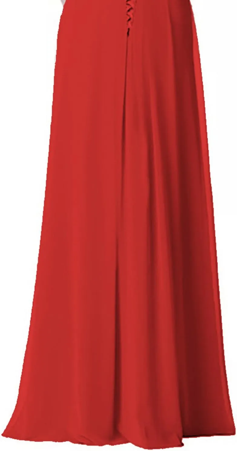 2018 A Line Spaghetti Strap Chiffon Bridesmaid Dress Split with Pocket Formal Gown