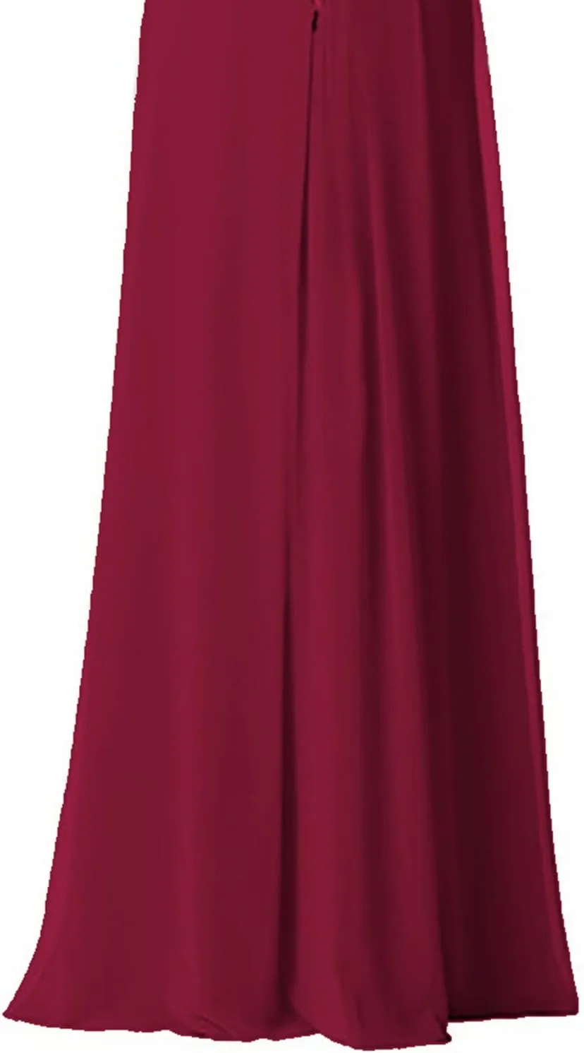 2018 A Line Spaghetti Strap Chiffon Bridesmaid Dress Split with Pocket Formal Gown