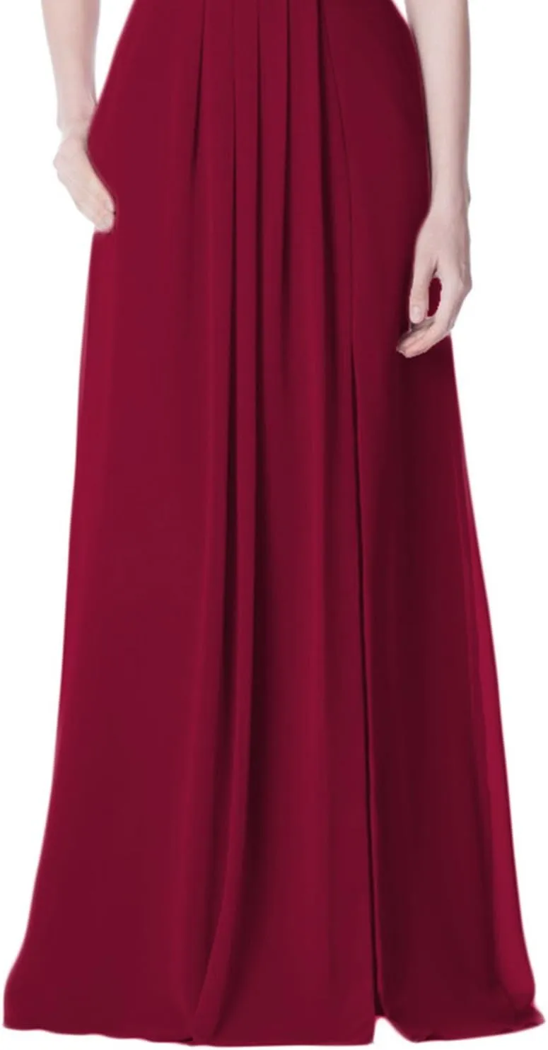 2018 A Line Spaghetti Strap Chiffon Bridesmaid Dress Split with Pocket Formal Gown