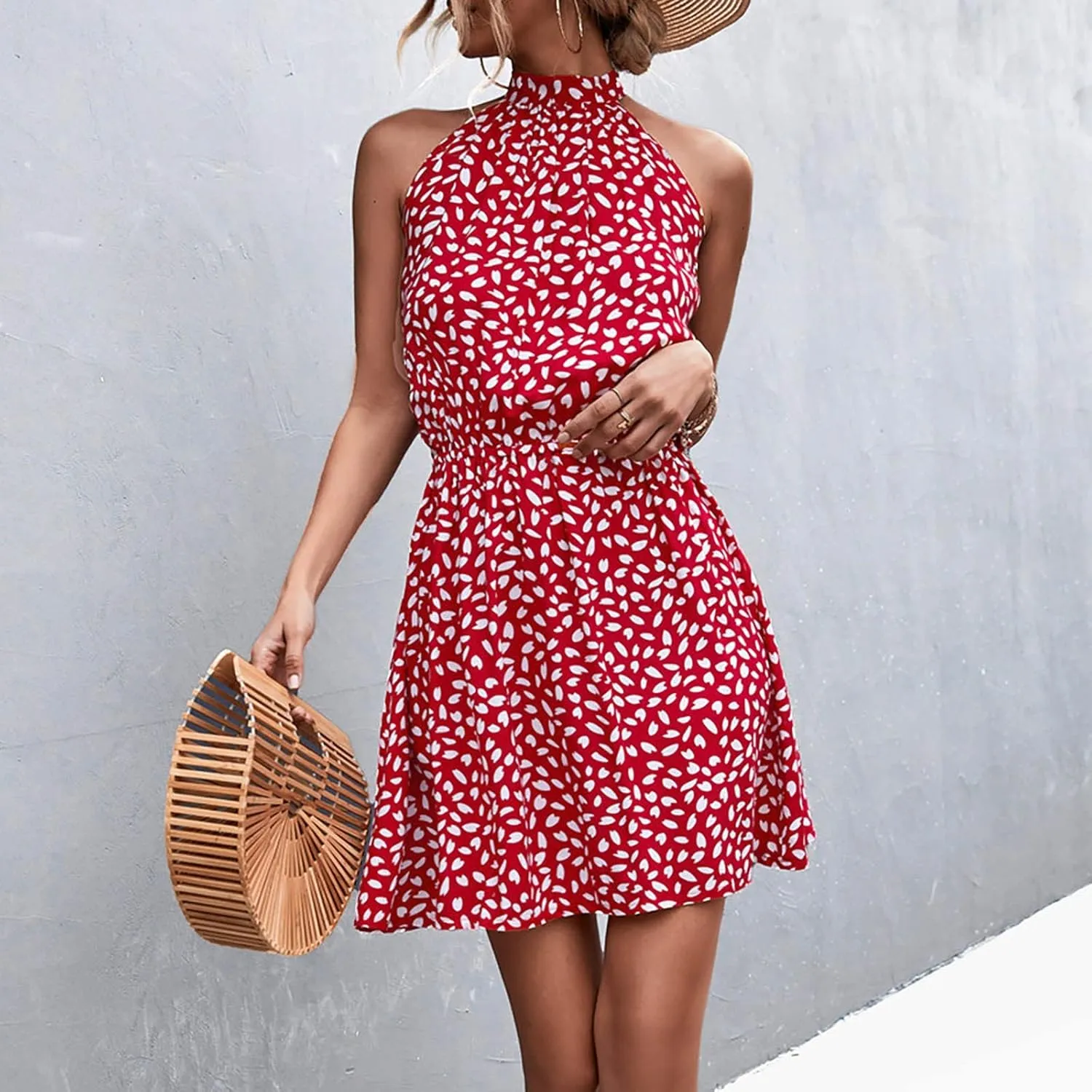 2023 Women Maxi Long Dress Tropical Print Halter Neck Backless Sundress Sleeveless Holiday Party Sexy Beach Dresses Vestidos