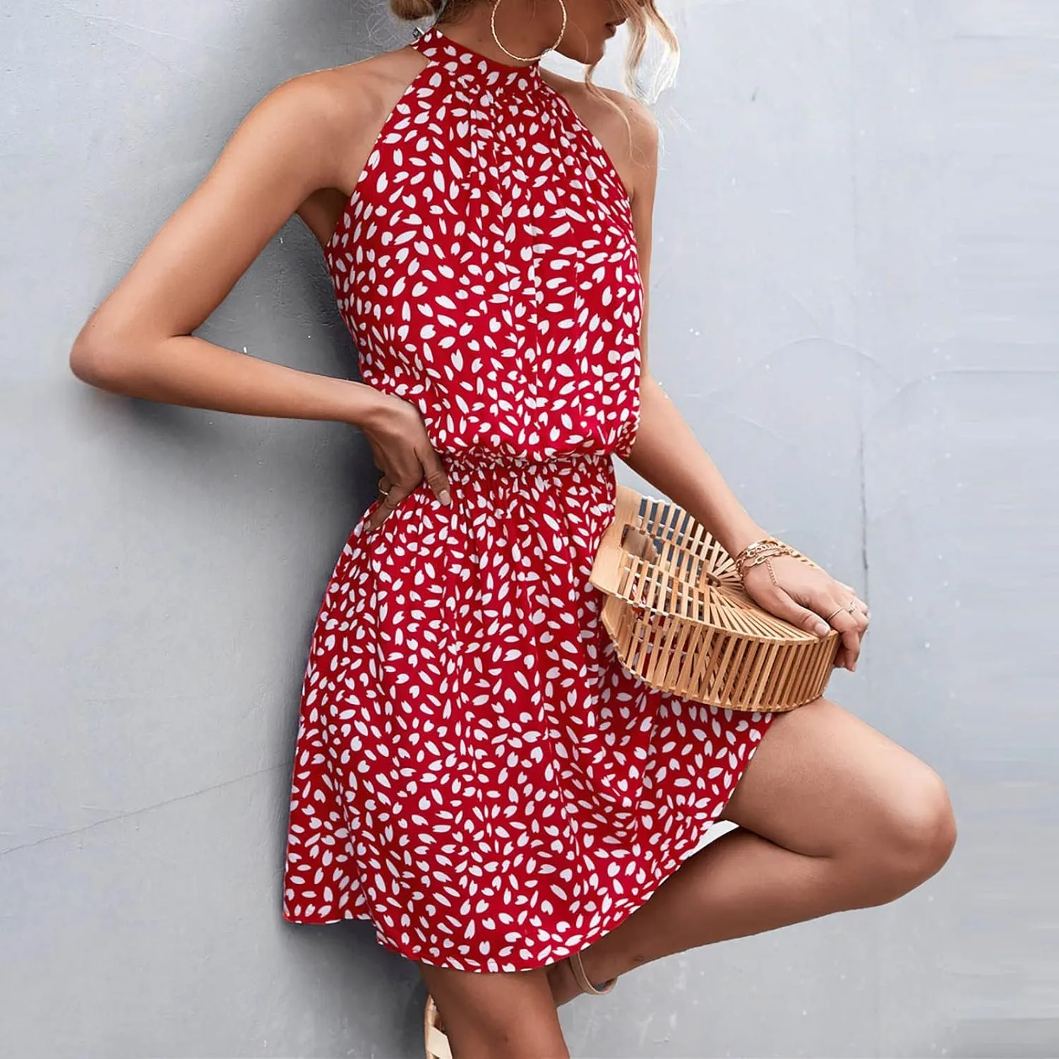 2023 Women Maxi Long Dress Tropical Print Halter Neck Backless Sundress Sleeveless Holiday Party Sexy Beach Dresses Vestidos