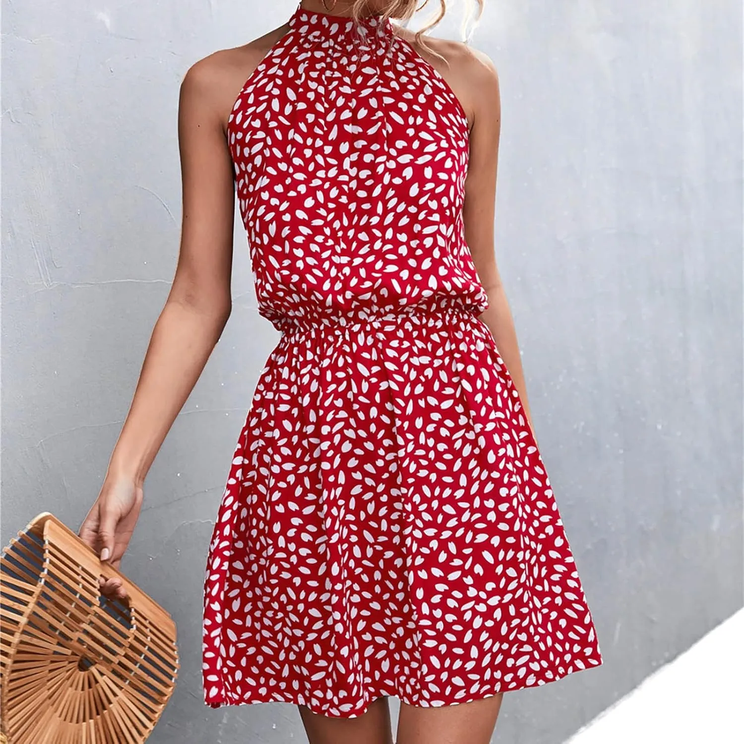 2023 Women Maxi Long Dress Tropical Print Halter Neck Backless Sundress Sleeveless Holiday Party Sexy Beach Dresses Vestidos
