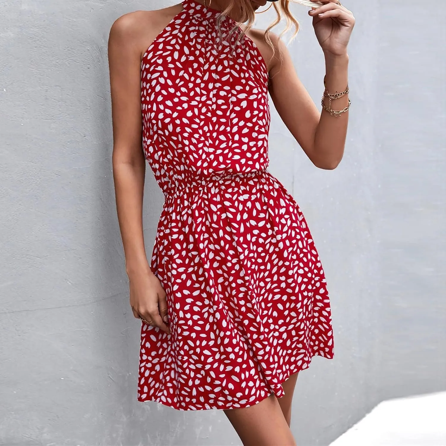 2023 Women Maxi Long Dress Tropical Print Halter Neck Backless Sundress Sleeveless Holiday Party Sexy Beach Dresses Vestidos