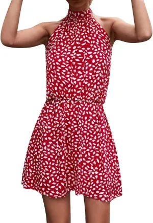 2023 Women Maxi Long Dress Tropical Print Halter Neck Backless Sundress Sleeveless Holiday Party Sexy Beach Dresses Vestidos