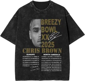 2025 Music Tour T-Shirt Mens Loose Interesting Cotton Retro Tops Black