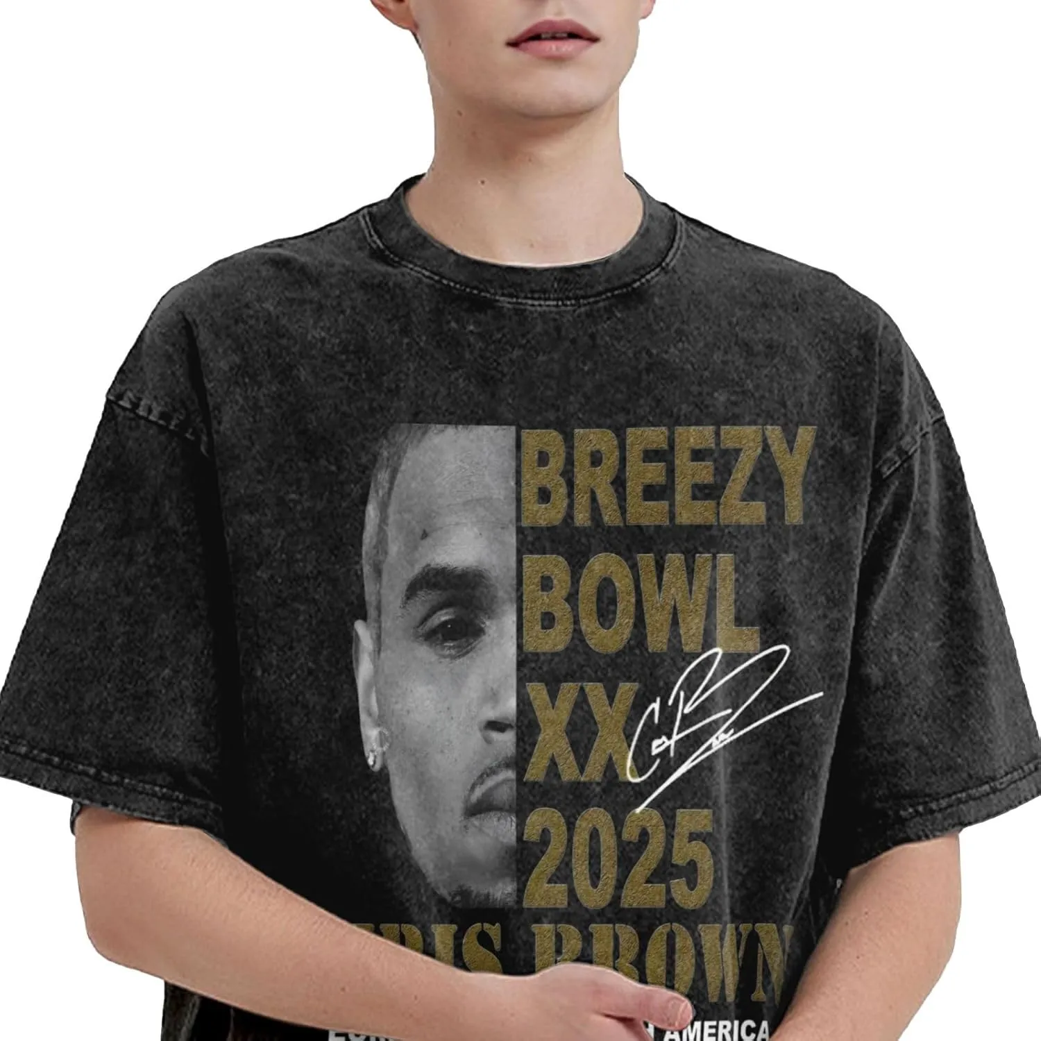 2025 Music Tour T-Shirt Mens Loose Interesting Cotton Retro Tops Black