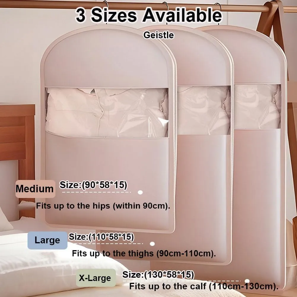 2025 Space Saving Hanging Garment Bag with Self Compression Zipper, Closet Organizers Garment Bags for Hanging Clothes, Protects Clothes from Wrinkles (Pink,XL)