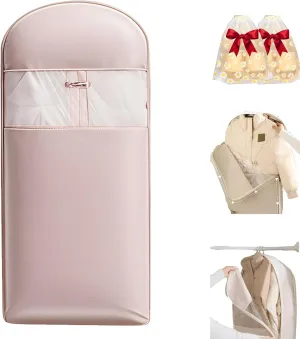 2025 Space Saving Hanging Garment Bag with Self Compression Zipper, Closet Organizers Garment Bags for Hanging Clothes, Protects Clothes from Wrinkles (Pink,XL)