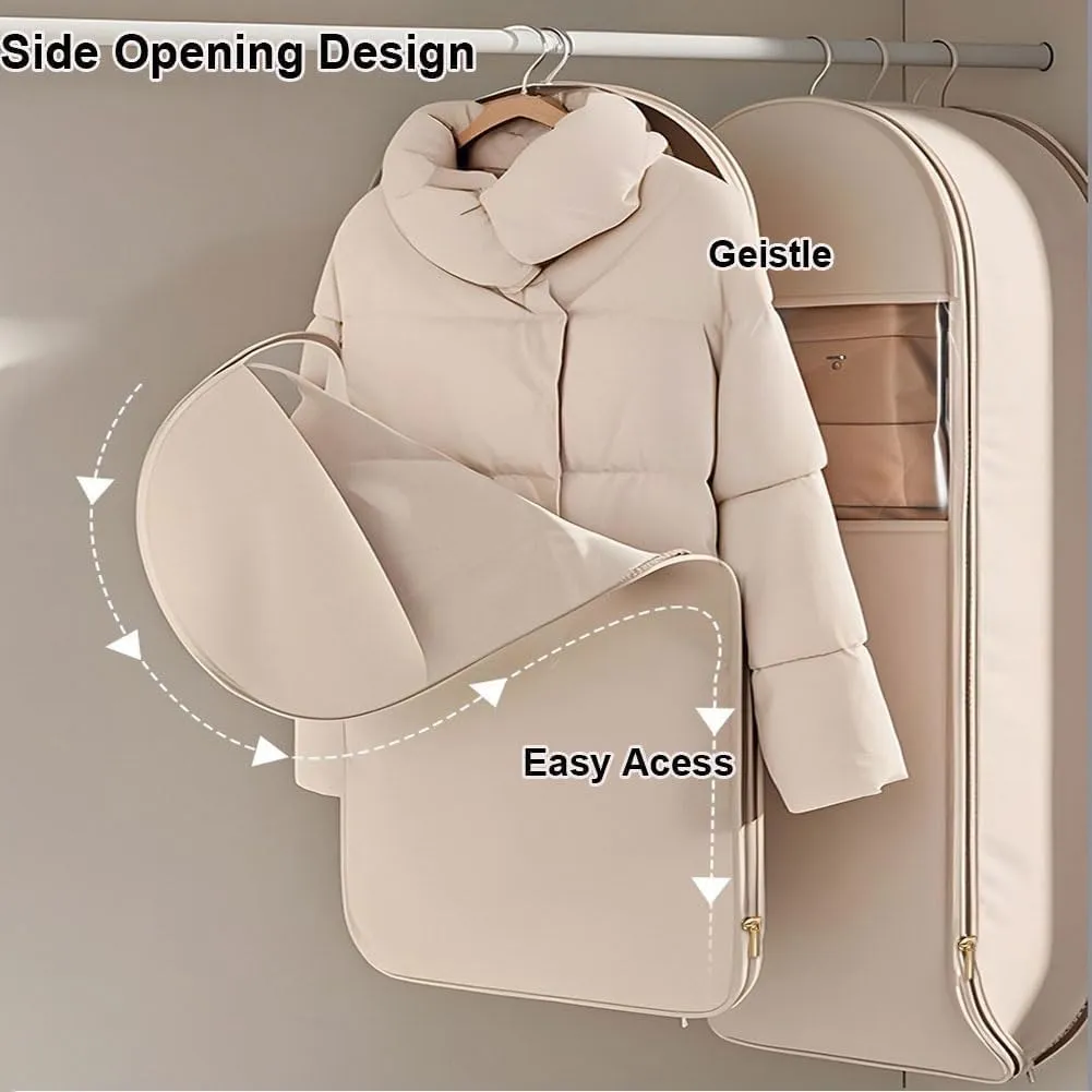 2025 Space Saving Hanging Garment Bag with Self Compression Zipper, Closet Organizers Garment Bags for Hanging Clothes, Protects Clothes from Wrinkles (Pink,XL)