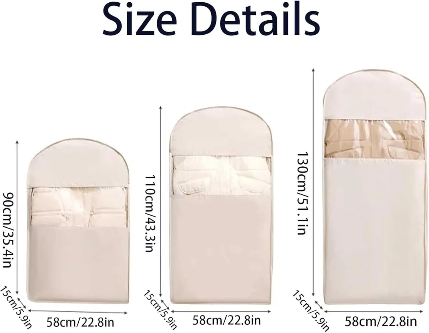 2025 Space Saving Hanging Garment Bag with Self Compression Zipper, Space Saving Hanging Protector for Down Coat, Down Coat Compression Dust Cover for Closet Storage (Beige,L)