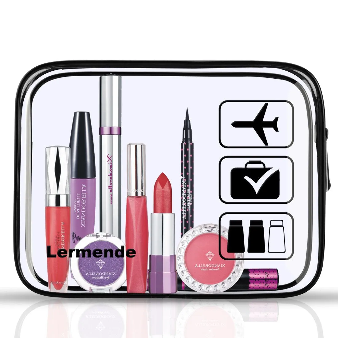 2pcs/pack Lermende Clear Toiletry Bag TSA Approved Travel Carry On Airport Airline Compliant Bag Quart Sized 3-1-1 Kit Luggage Pouch (Black)