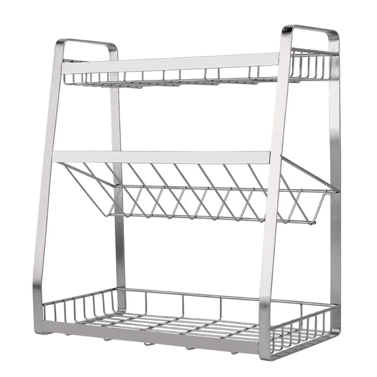 3-Tier Stainless Steel Kitchen Spice Rack - Countertop Organizer for Spice Jars and Bottles