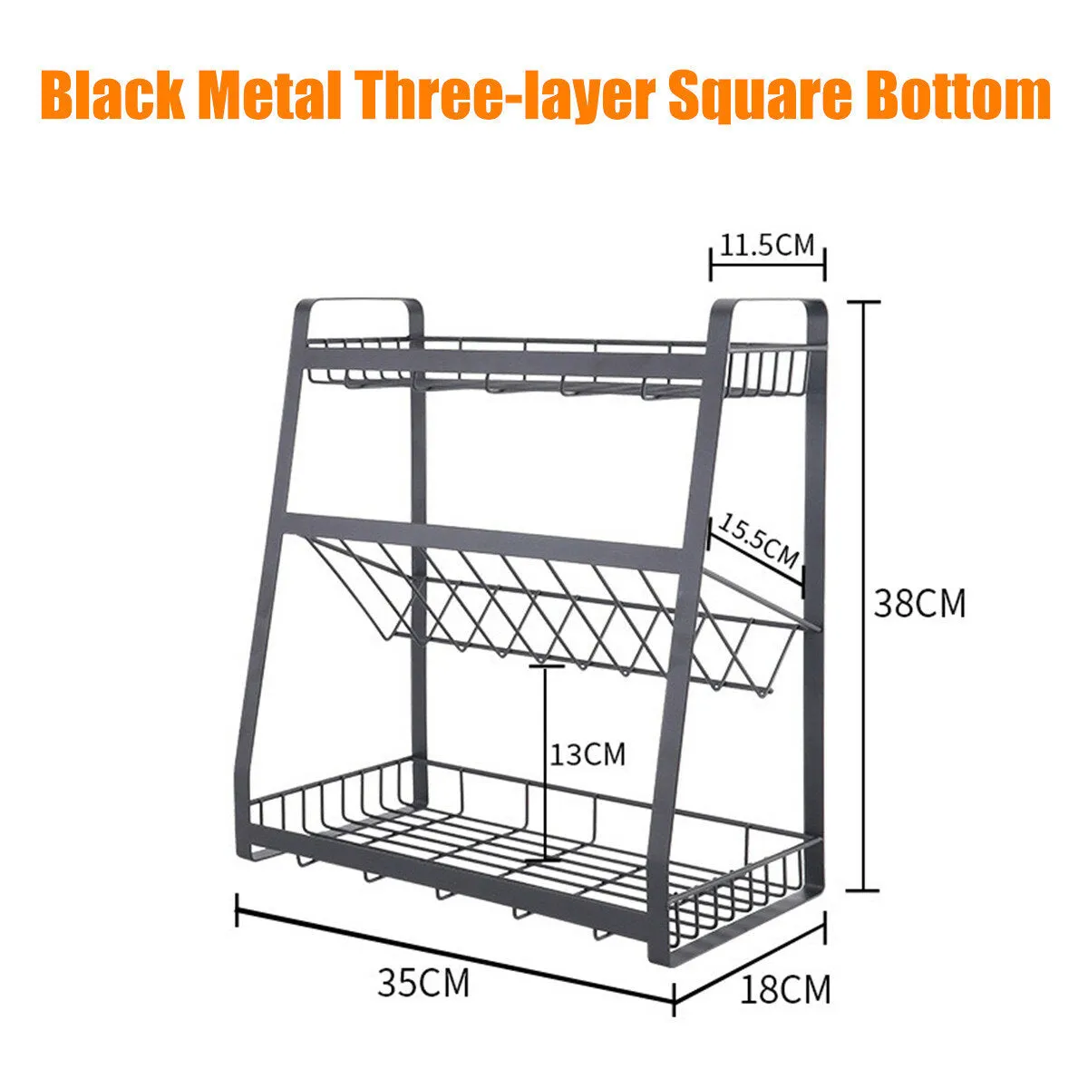 3-Tier Stainless Steel Kitchen Spice Rack - Countertop Organizer for Spice Jars and Bottles