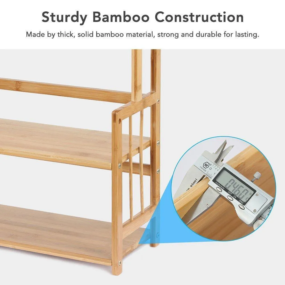 3-Tier Standing Spice Rack LITTLE TREE Kitchen Bathroom Countertop Storage Organizer, Bamboo Spice Bottle Jars Rack Holder with Adjustable Shelf, Bamboo