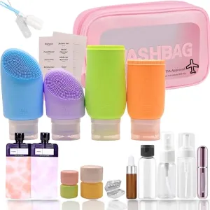 32Pcs Travel Toiletry Containers Kit Proof Shampoo and Conditioner Leak Proof Shampoo and Conditioner Travel Size Containers Travel Bottles Small Liquid 3oz Travel Spray Bottle TSA Approved
