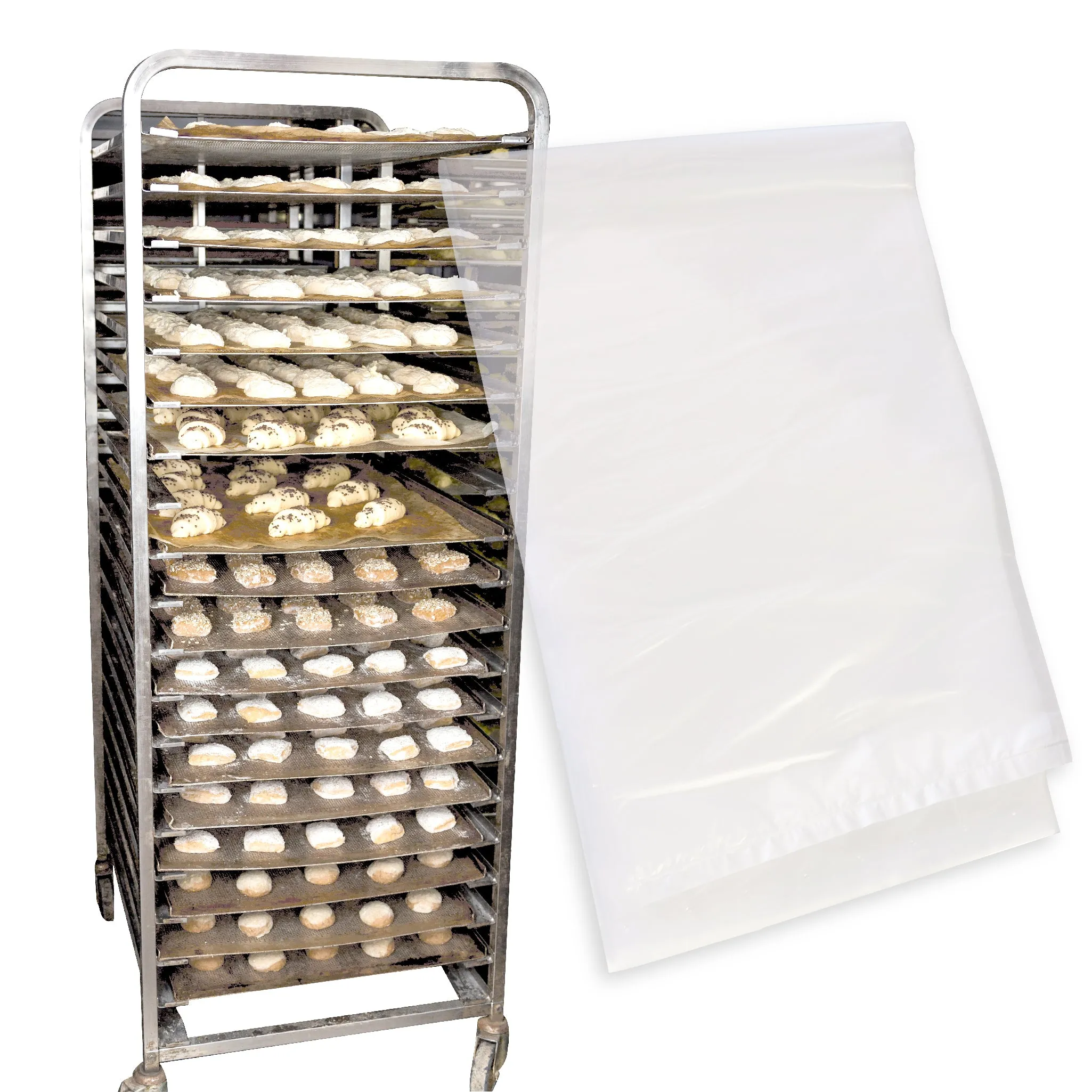 32" x 23.5" x 83" 0.6 Mil LLDPE/HDPE Gusseted Food Grade Liner - Bread Rack Cover
