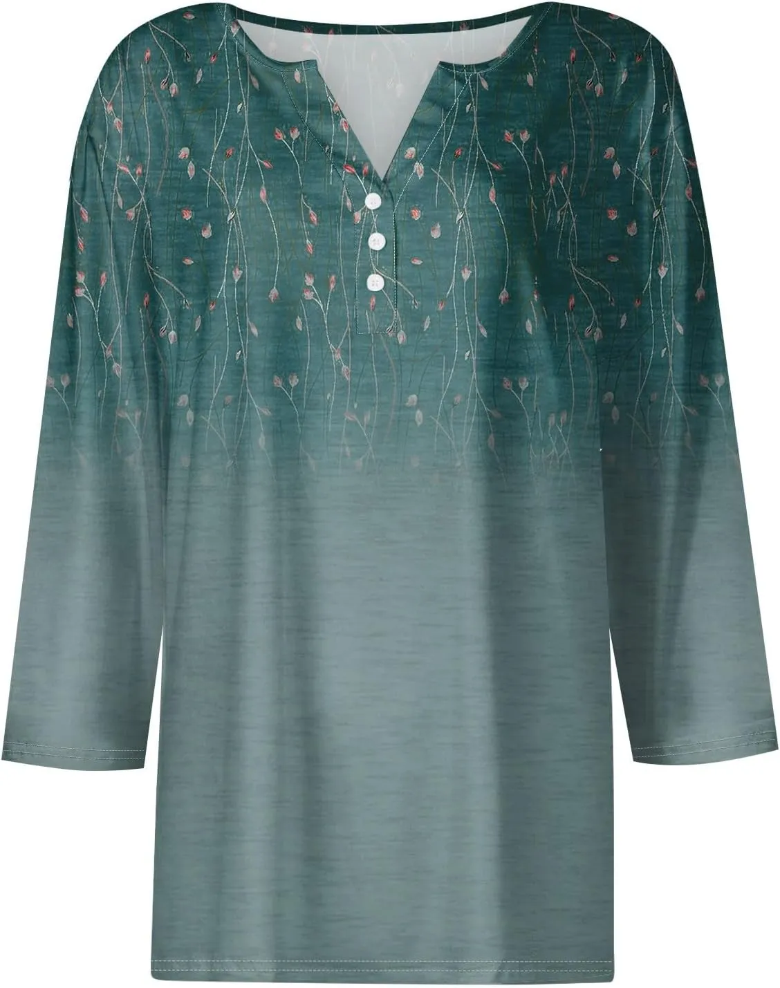 3/4 Length Sleeve Womens Tops 2025 Summer Henley Neck Shirts Three Quarter Sleeve Tshirts