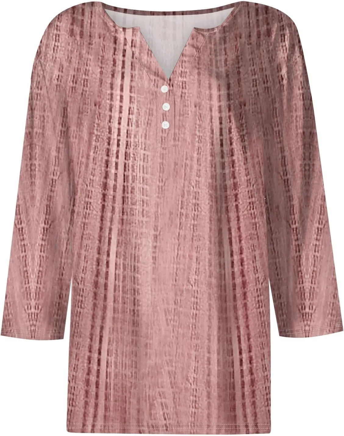 3/4 Length Sleeve Womens Tops 2025 Summer Henley Neck Shirts Three Quarter Sleeve Tshirts
