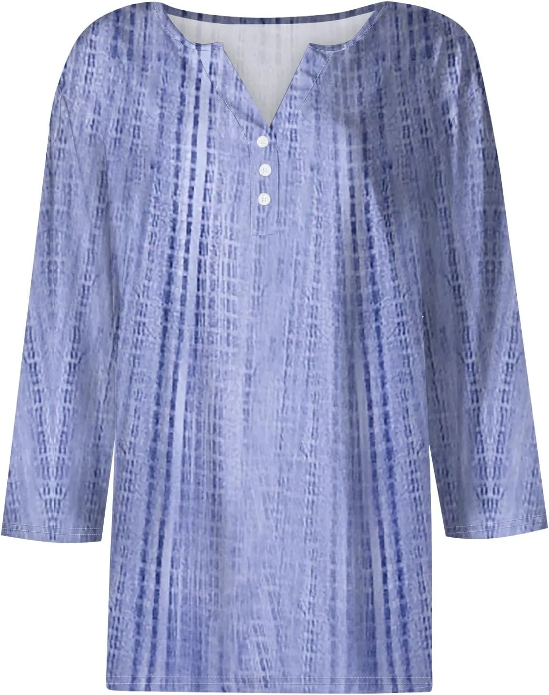 3/4 Length Sleeve Womens Tops 2025 Summer Henley Neck Shirts Three Quarter Sleeve Tshirts