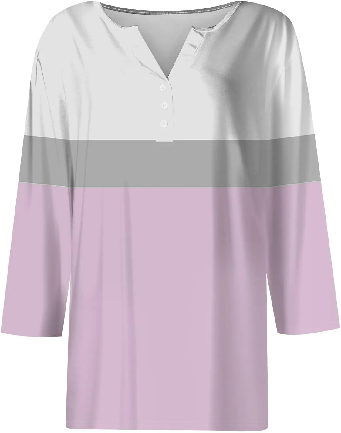 3/4 Length Sleeve Womens Tops 2025 Summer Henley Neck Shirts Three Quarter Sleeve Tshirts