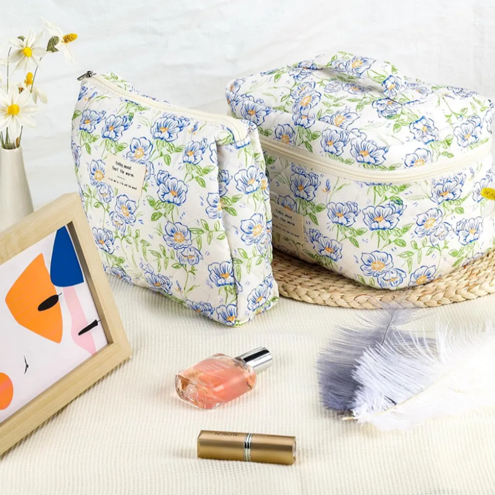 3Pcs Set Travel Makeup Bags Cosmetic Bag Aesthetic Floral Toiletry Organizer Bags Style 3