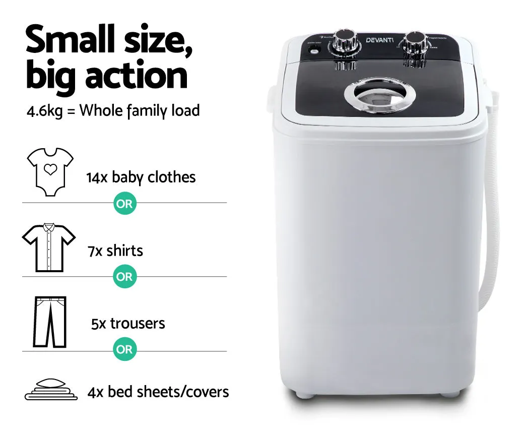 4.6KG Mini Outdoor Portable Washing Machine Top Loader Spin Camp Caravan Laundry