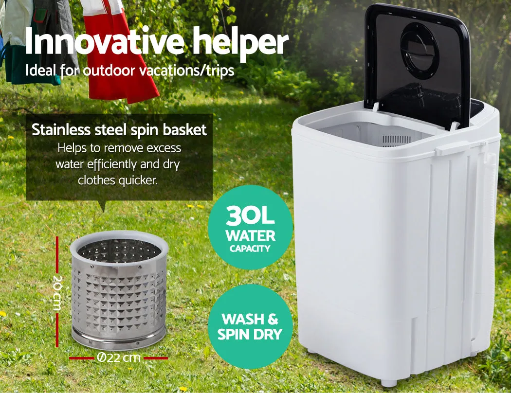 4.6KG Mini Outdoor Portable Washing Machine Top Loader Spin Camp Caravan Laundry