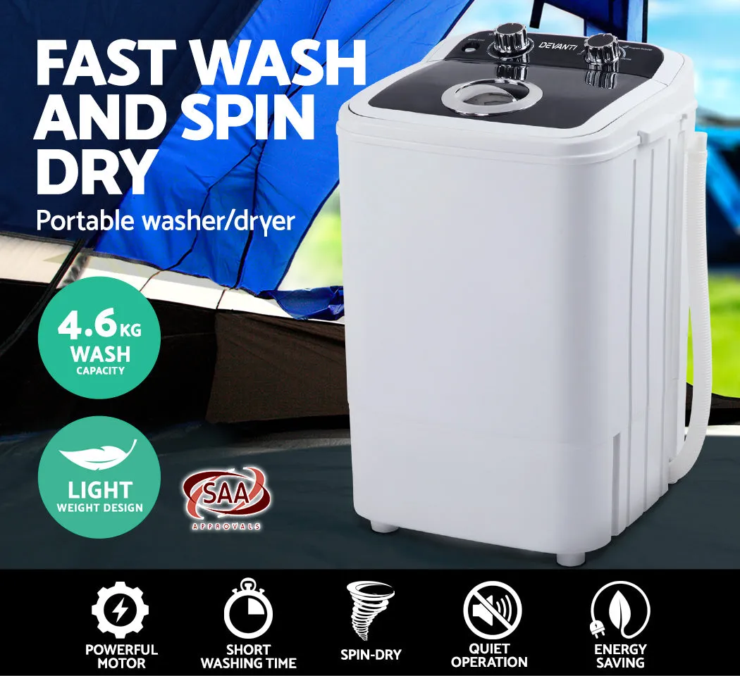 4.6KG Mini Outdoor Portable Washing Machine Top Loader Spin Camp Caravan Laundry