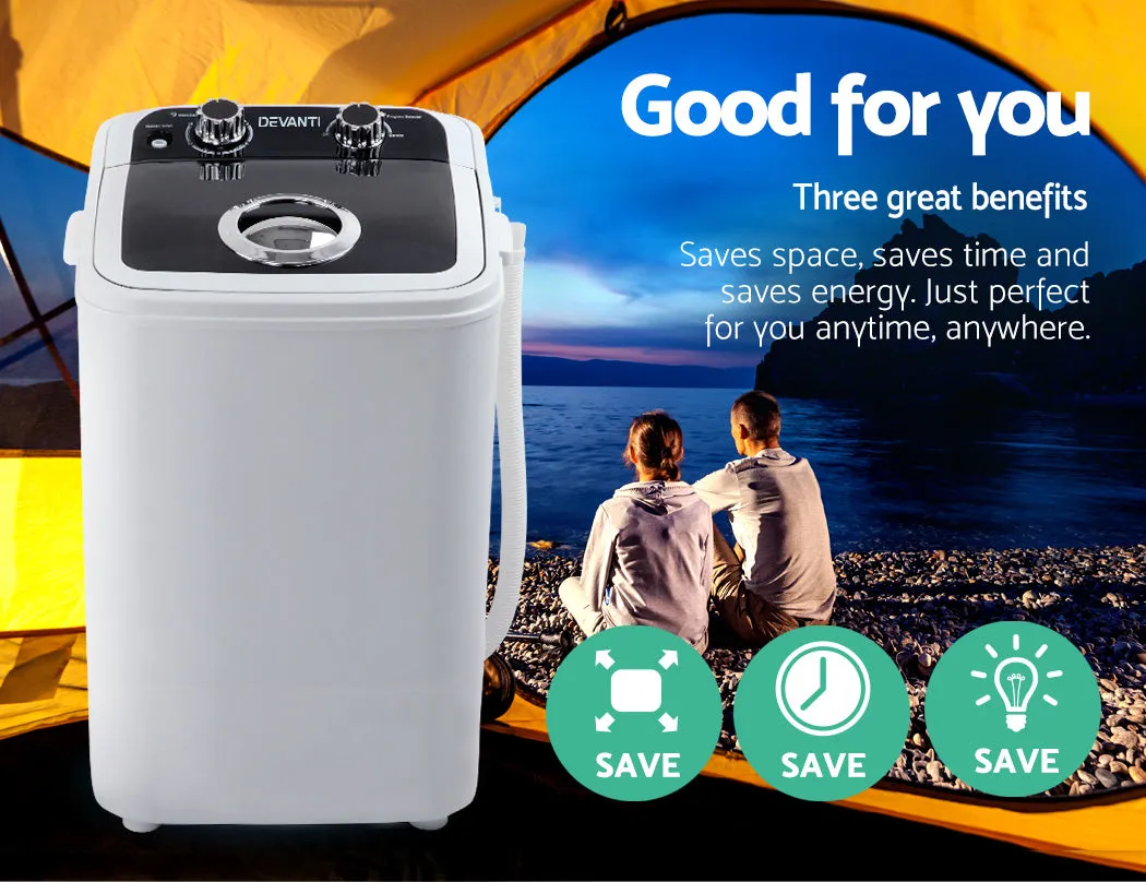 4.6KG Mini Outdoor Portable Washing Machine Top Loader Spin Camp Caravan Laundry