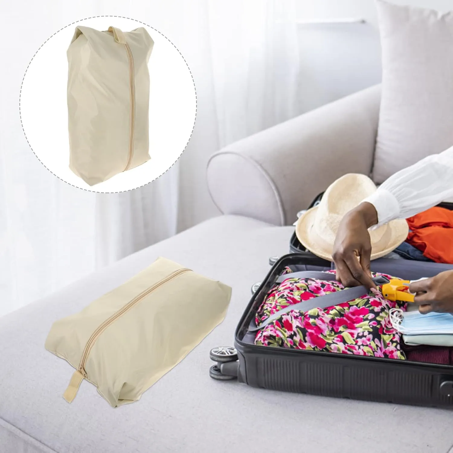 4pcs Clothes Storage Bag Clear Travel Bag Clothing Storage Bags Garments Packing Cubes Storage Bags for Clothes Clear Packing Bags Luggage Man Miss Polyester Shoe Bag