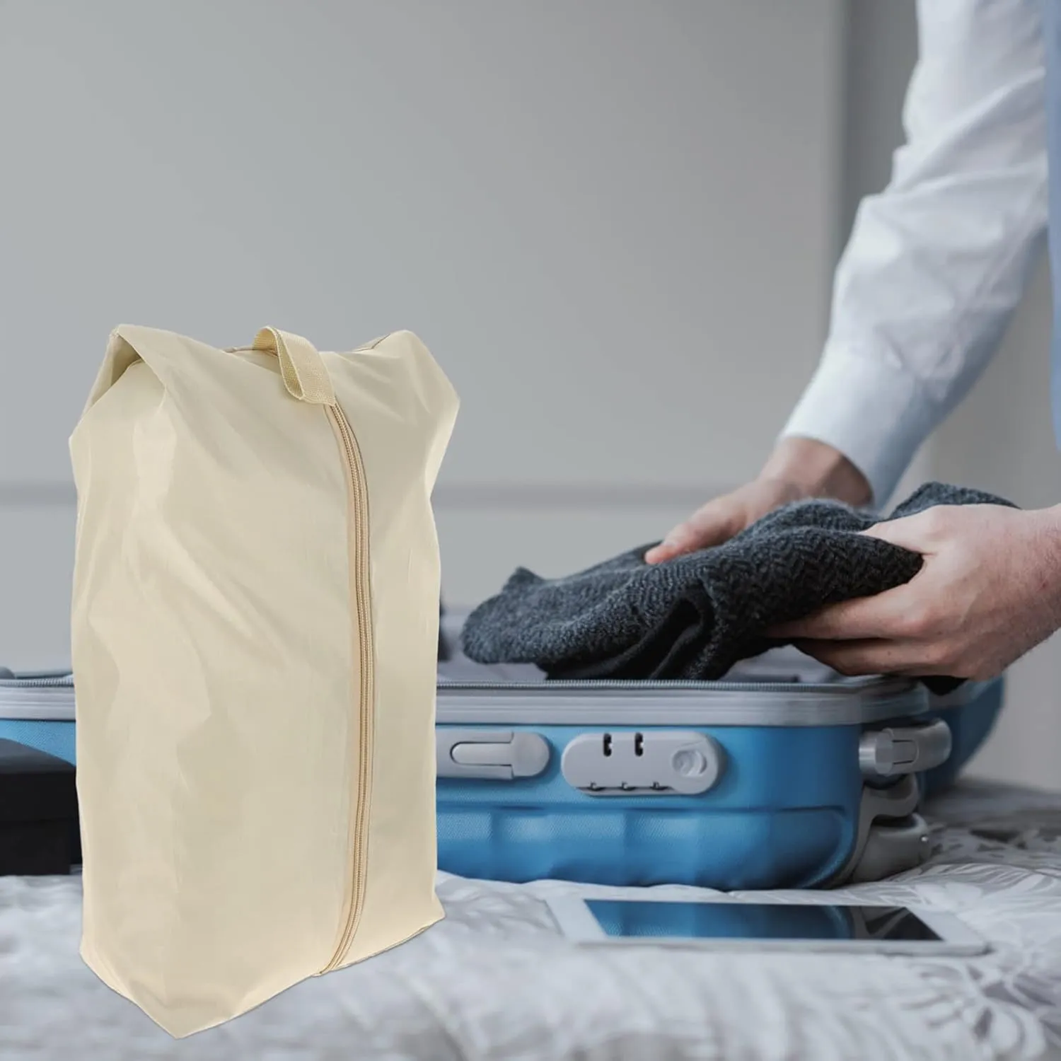 4pcs Clothes Storage Bag Clear Travel Bag Clothing Storage Bags Garments Packing Cubes Storage Bags for Clothes Clear Packing Bags Luggage Man Miss Polyester Shoe Bag