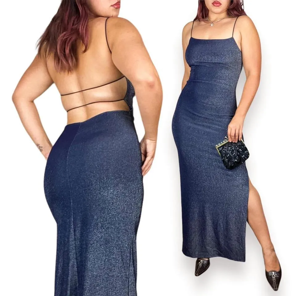 90s Backless Shimmer Gown (S)