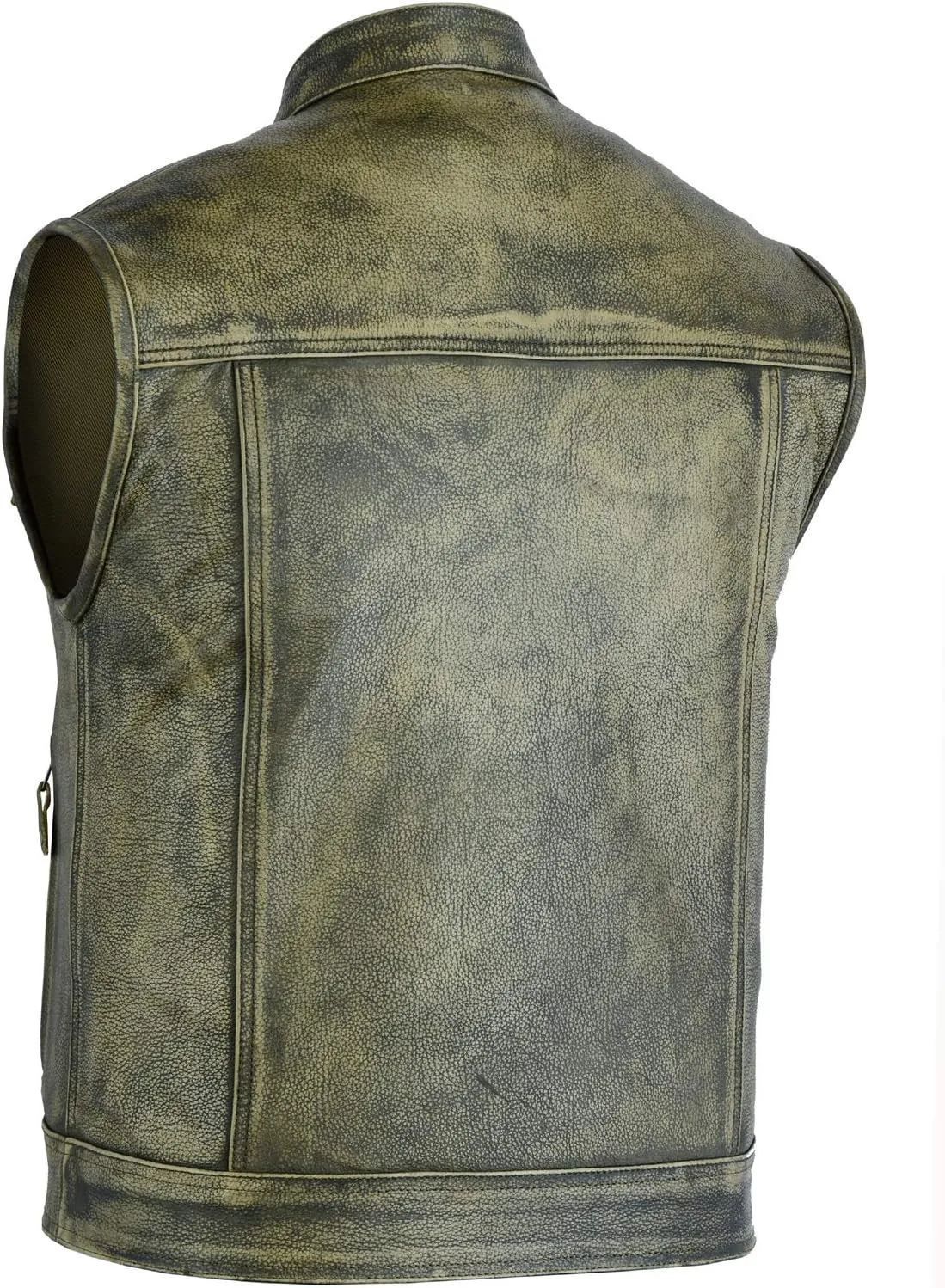A&H Apparel Mens Genuine Cowhide Leather Biker Vest Motorcycle Gear Concealed Carry Pockets Sleeveless Motorwear