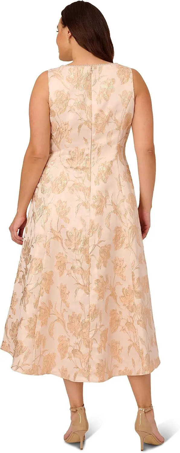 Adrianna Papell Women's Pearl Metallic Jacquard Dress