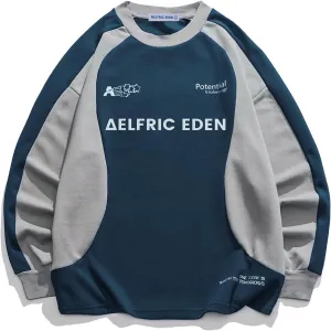 Aelfric Eden Oversized Graphic Sweatshirt for Women Contrast Color Crewneck Long Sleeve Tops Casual Pullover